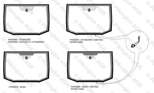 FW4866 GTY   (fits FW4919 w/no LDWS)